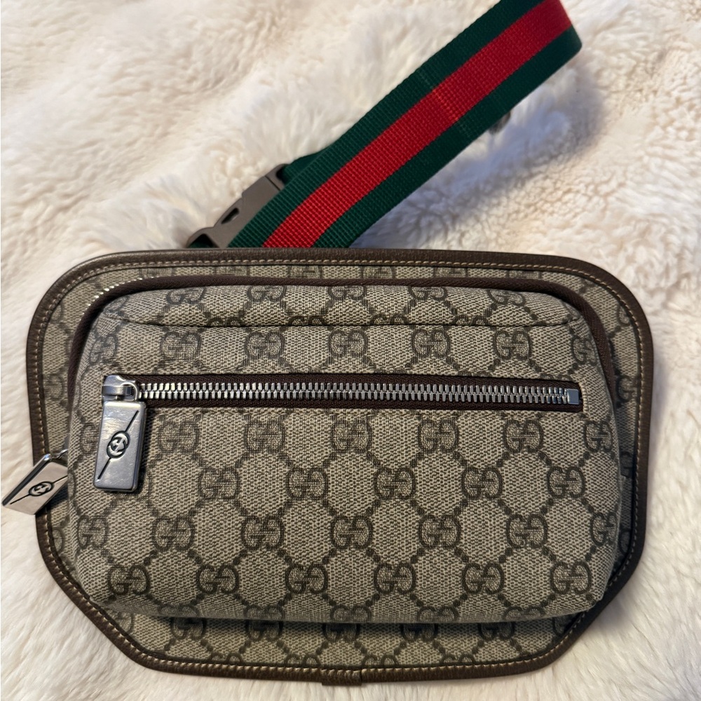 🔥NEW Gucci GG Supreme Ophidia Belt Bag Web Stripe Crossbody